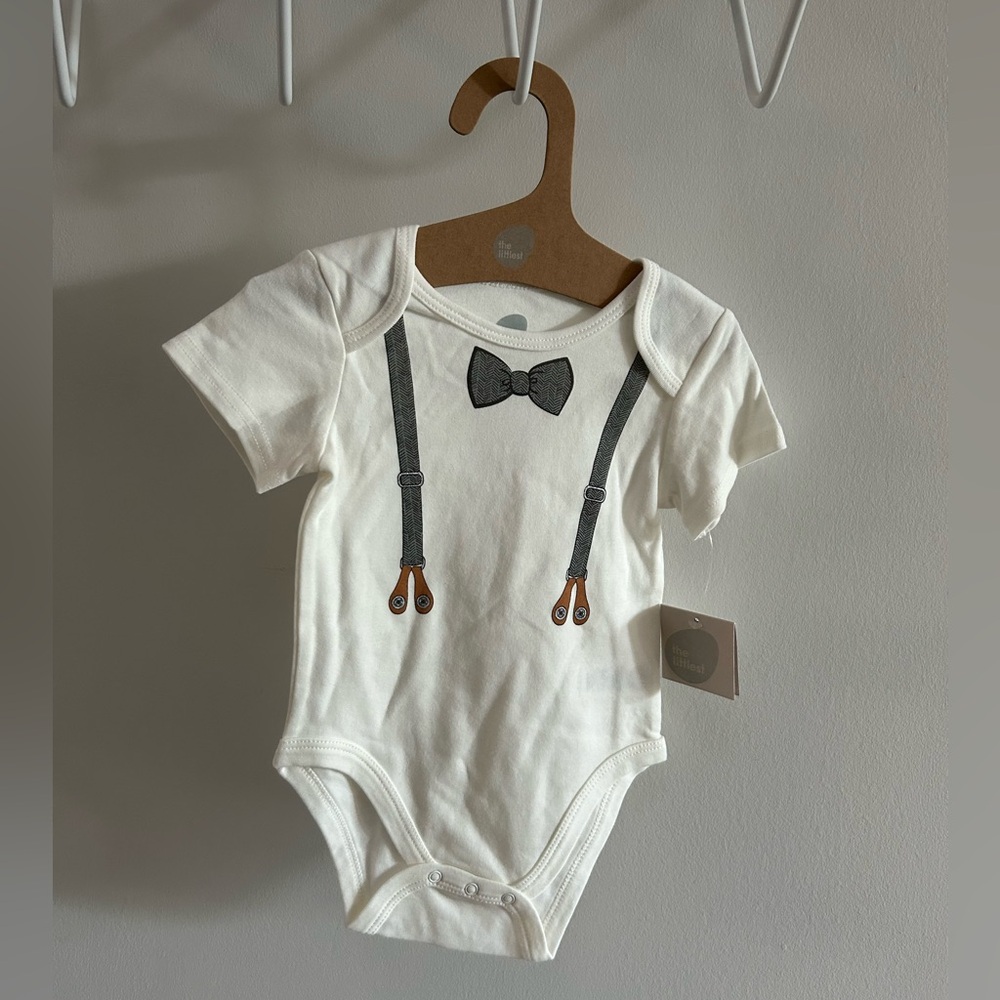 BNWT The Littlest 6-12 months baby boy bow tie onesie